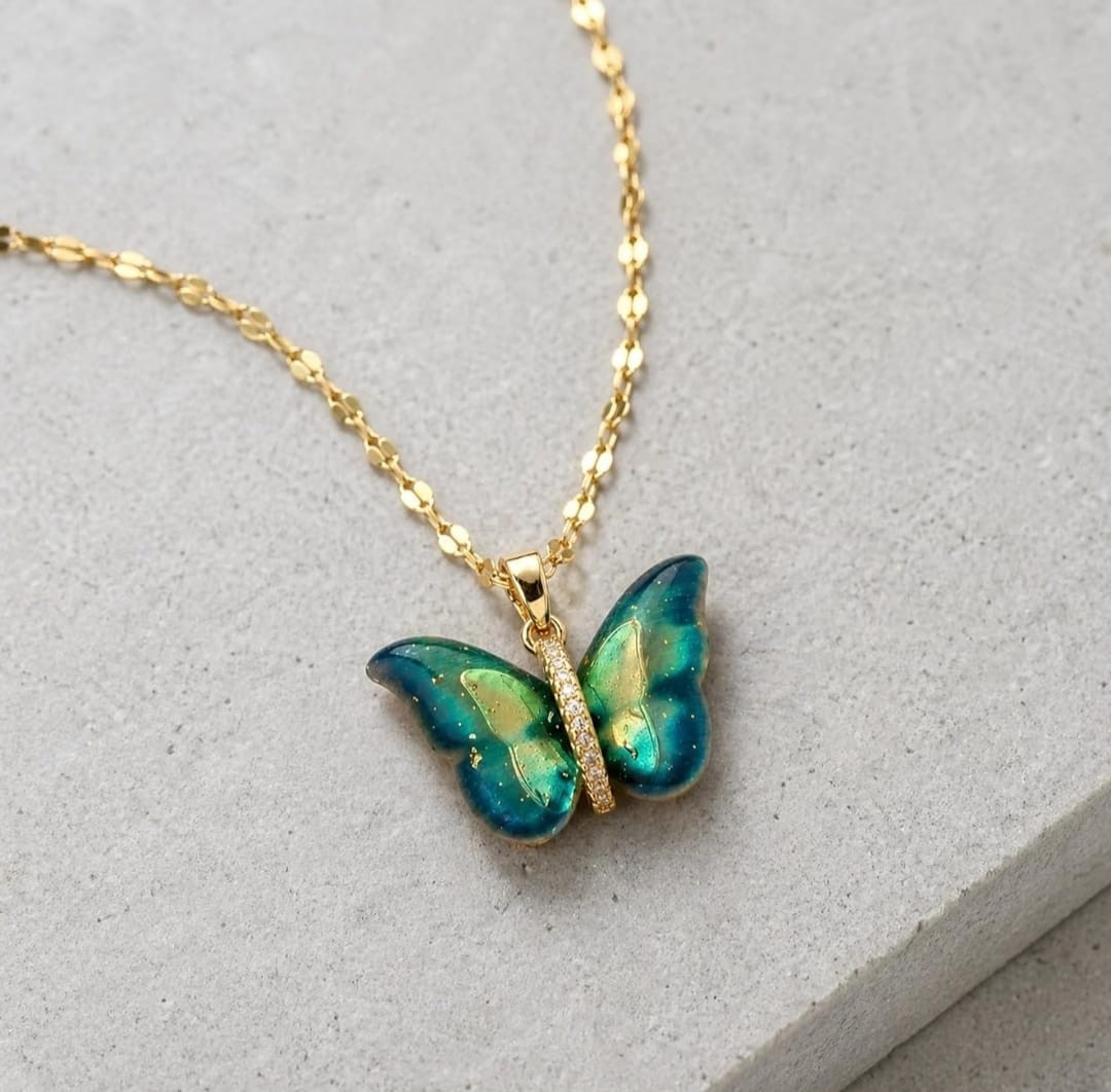 Indian bollywood butterfly shaped semi transparent pendant for women and girls
