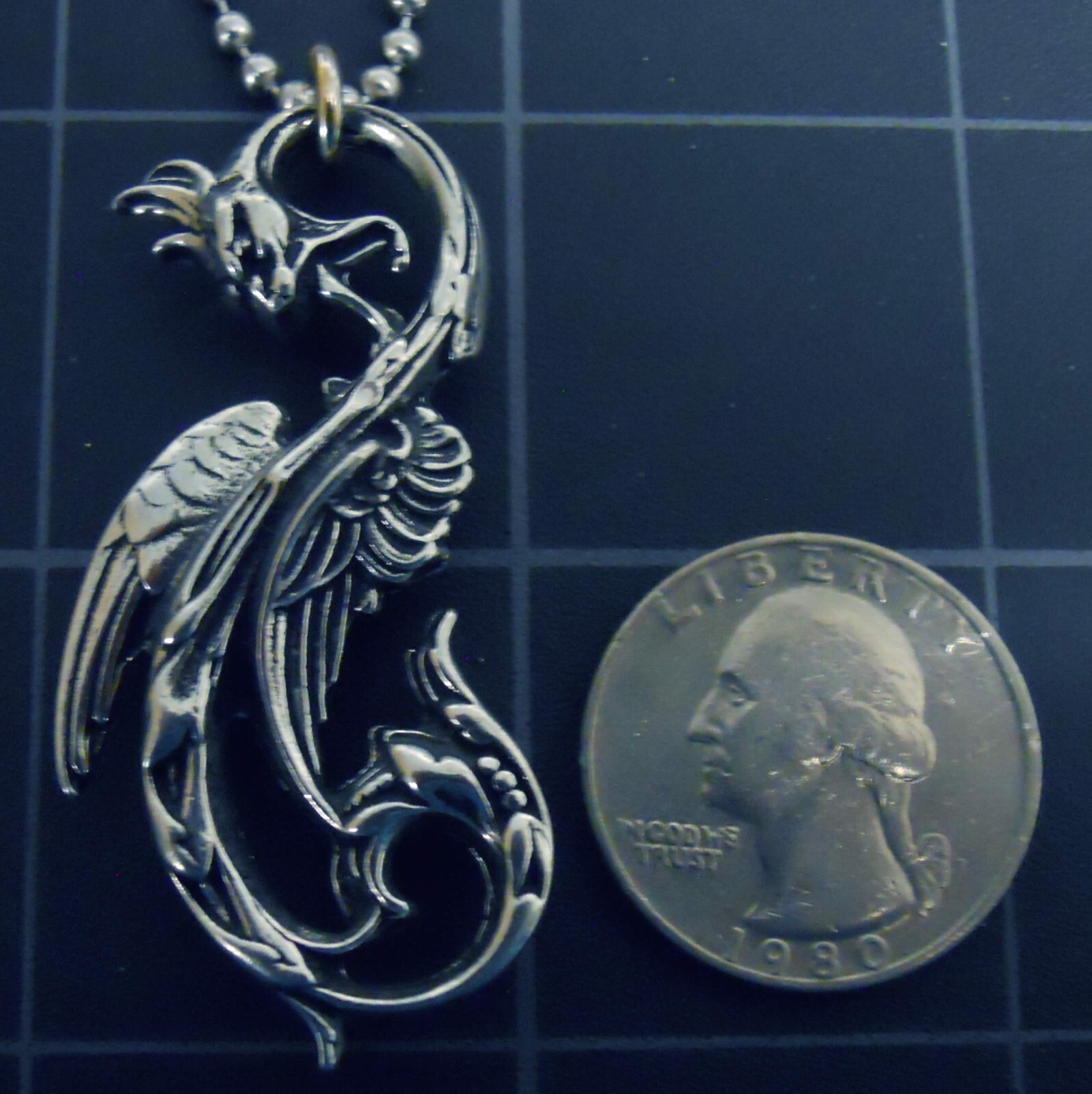 DRAGON OF THE MOON Pendant Stainless Ball Chain New Gothic Necklace