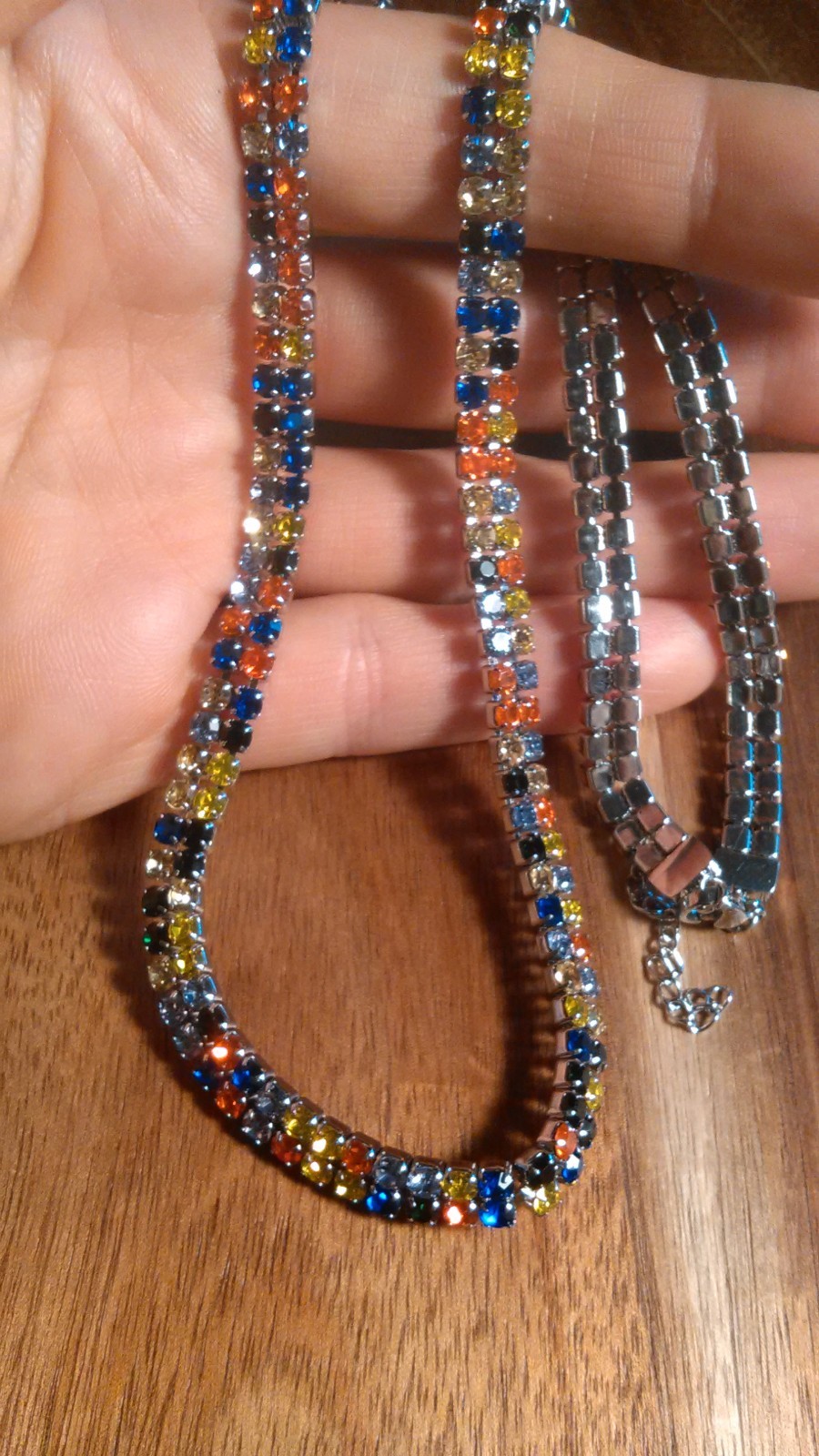 Multi-Color Austrian Crystal Stainless Steel Necklace (18 to 20 Inch)