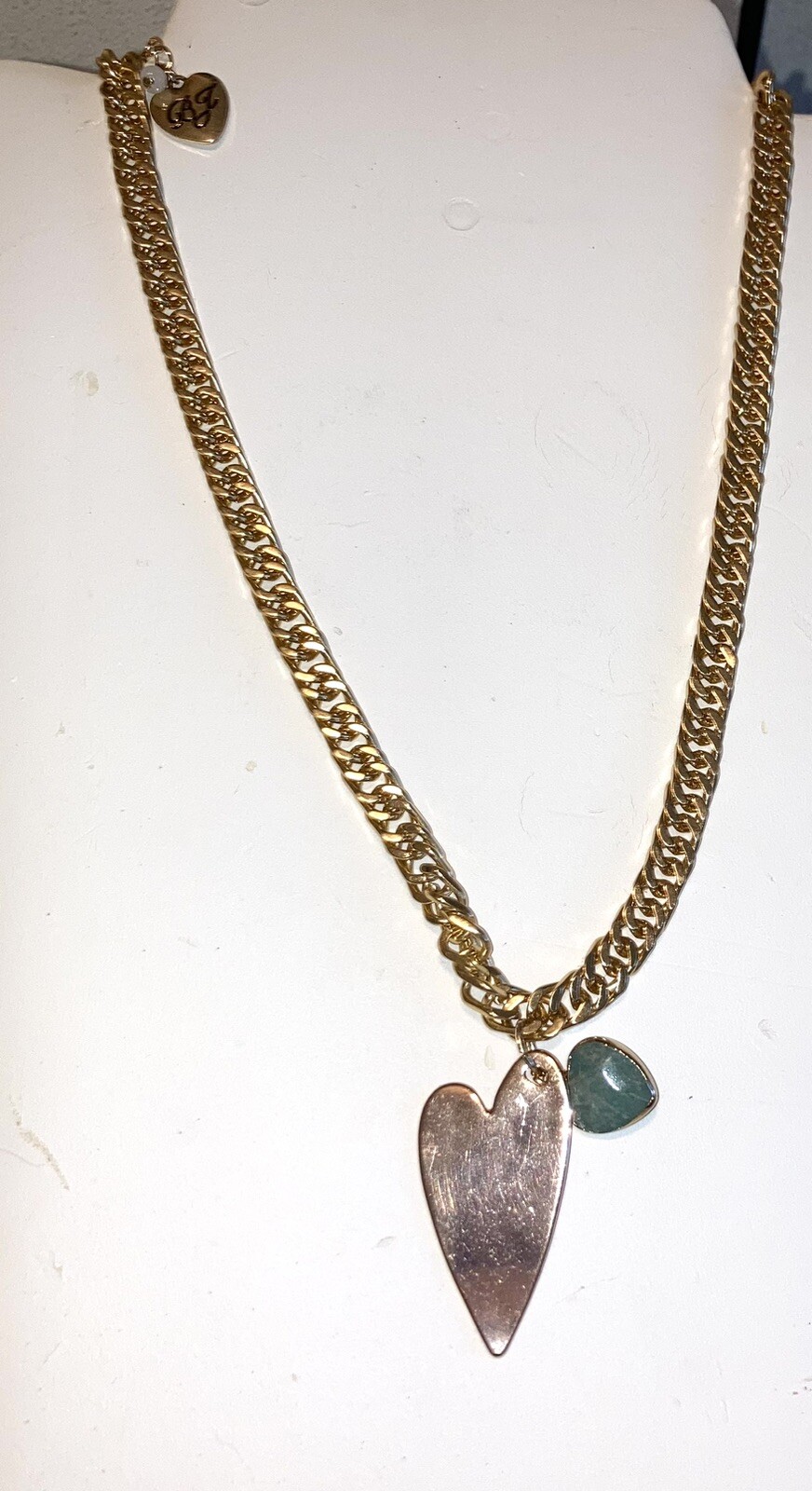 Betsey Johnson Modern asymetrical heart Necklace new gold pink
