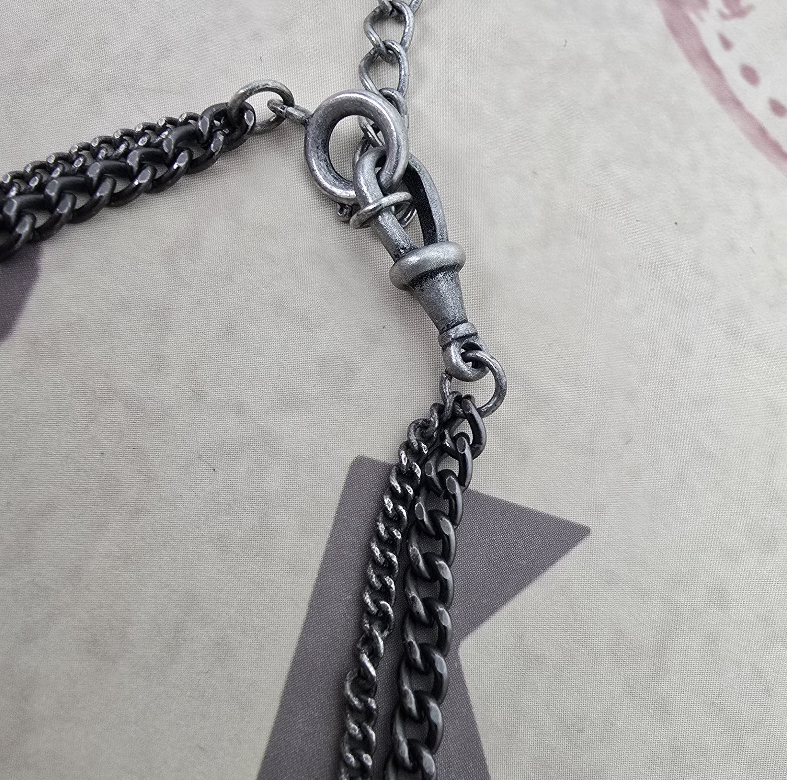 ALL SAINTS WOMENS VINTAGE DISTRESSED PADLOCK NECKLACE BLACK GREY LOCKET RARE