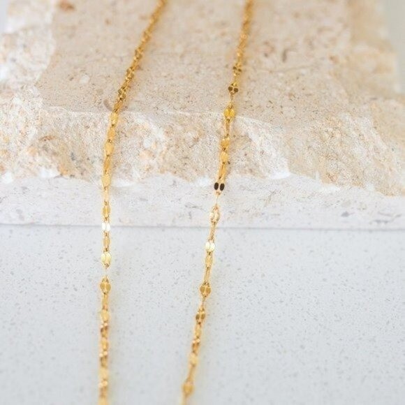 Gold Sparkle Chain Necklace Waterproof Everyday Jewelry Non-tarnish