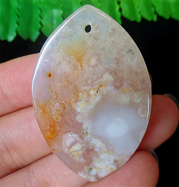 47x31x7mm Natural Cherry Blossom Agate Healing Marquise Pendant Bead DY4099
