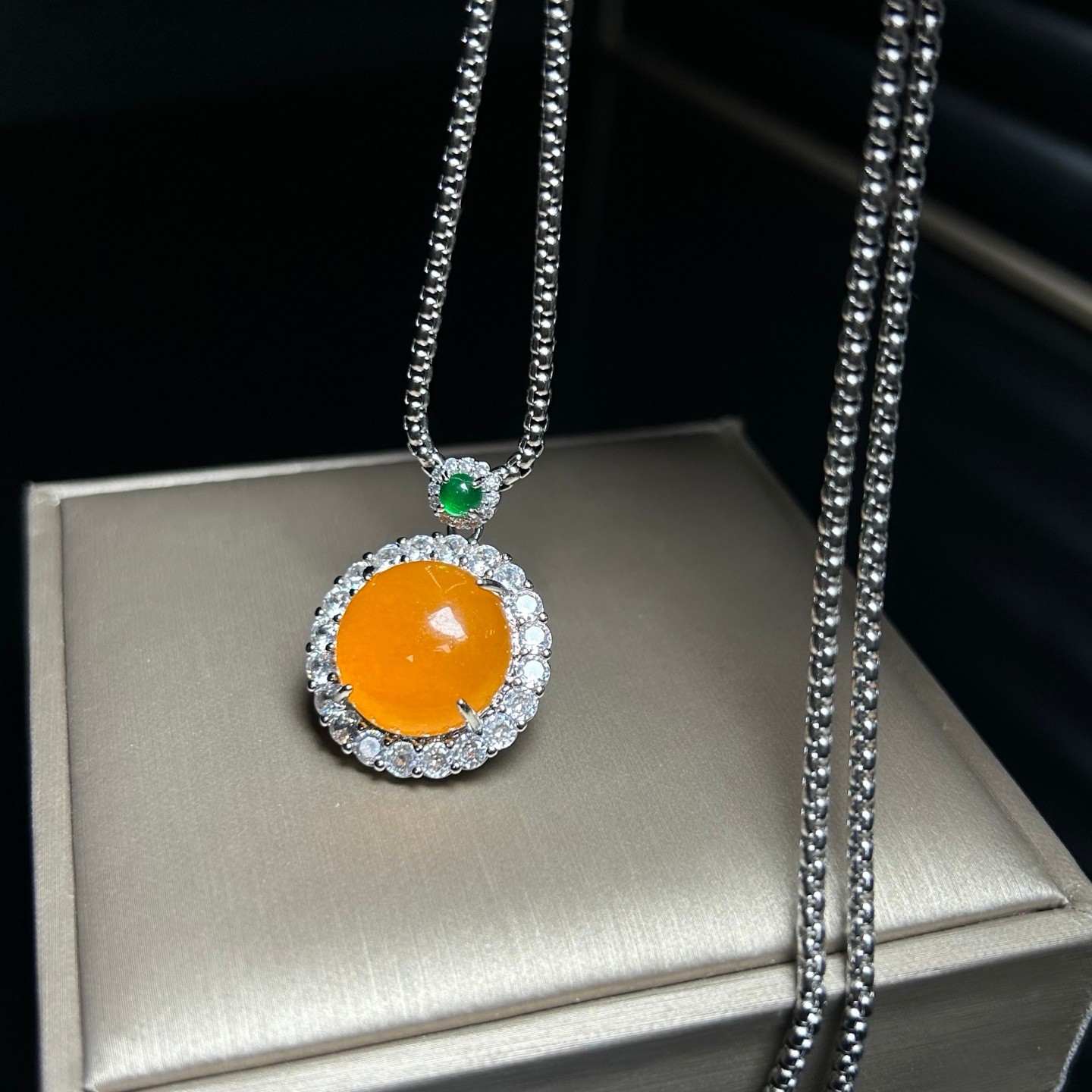 Real Natural High Ice Yellow Myanmar Jade Jadeite amulet Pendant&Necklace