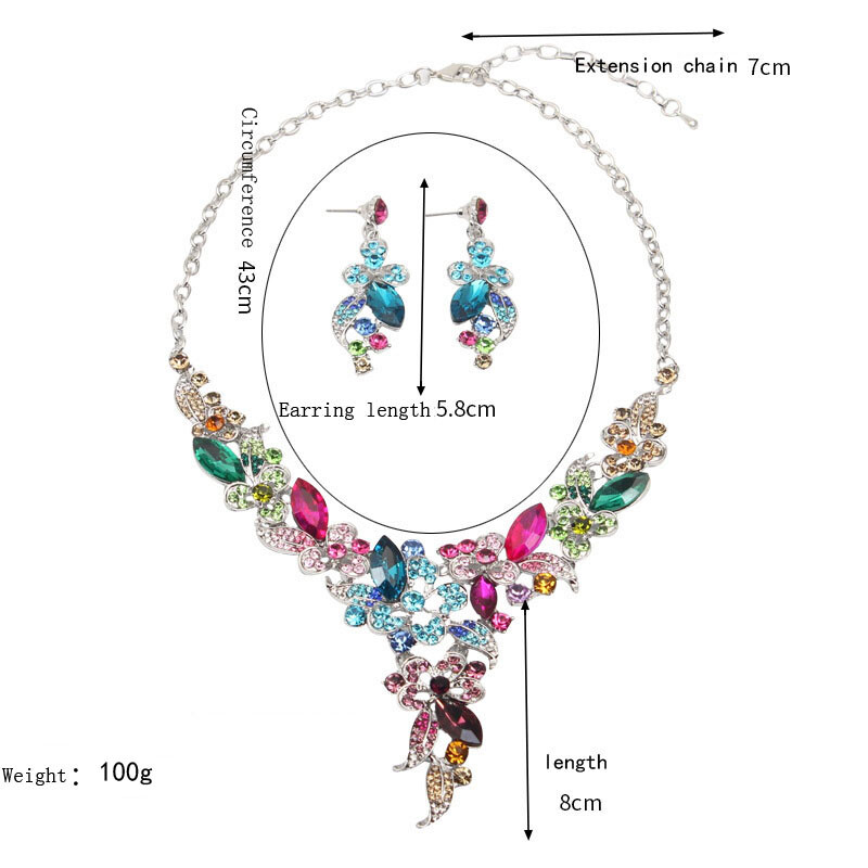 Crystal Women Statement Choker Bridal Necklace Earrings Jewelry Set Wedding Gift
