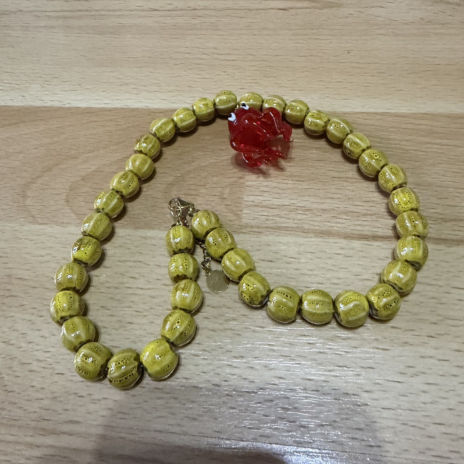 NEW! £85 MINERVA Yellow/ Orange Octopus Ceramic And Glass Necklace 50cm