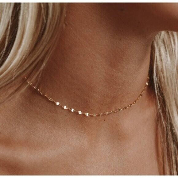 Minimalist Gold Sparkle Chain WATERPROOF Gold Chain Necklace Layering Necklace