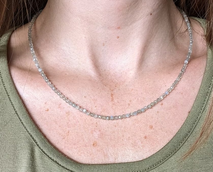 2025Dainty 4mm Labradorite Choker Beaded Women Necklace Perfect Gift Mother‘sDay
