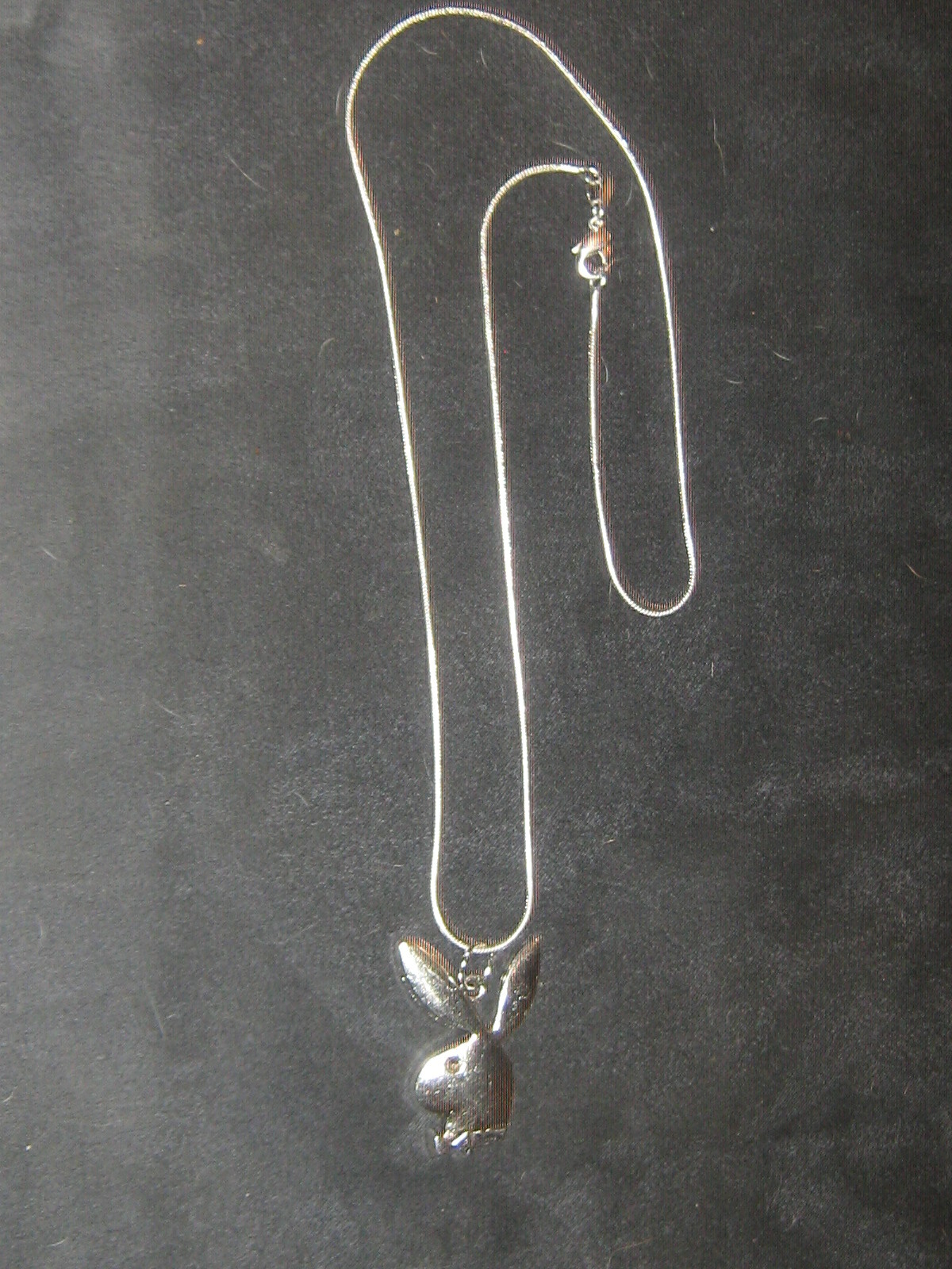 USA Seller 32MM Playboy Bunny Silver Tone 18″ Snake Chain Charm Pendant Necklace