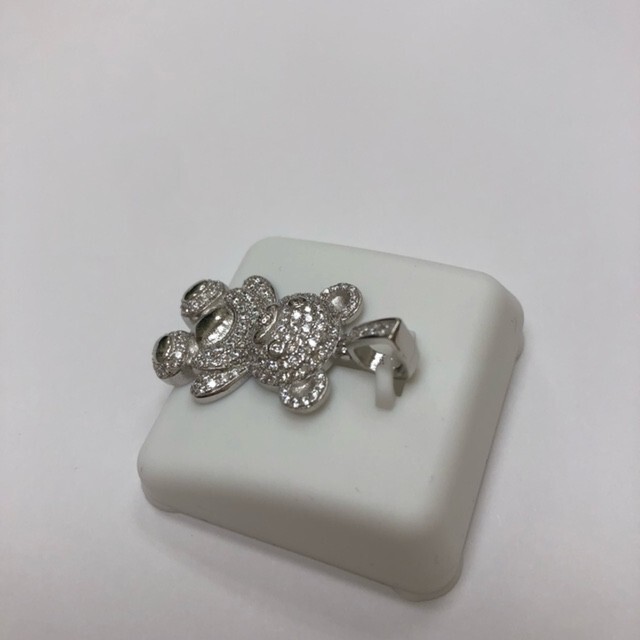 925 Sterling Silver with Cubic Zirconia Teddy Bear Pendant
