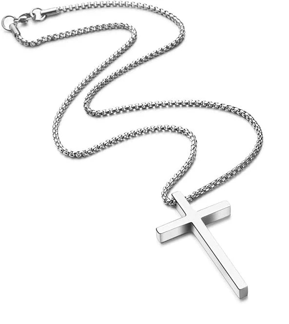 Men’s Fashion Stainless Steel Cross Pendant Necklace 24″ Chain