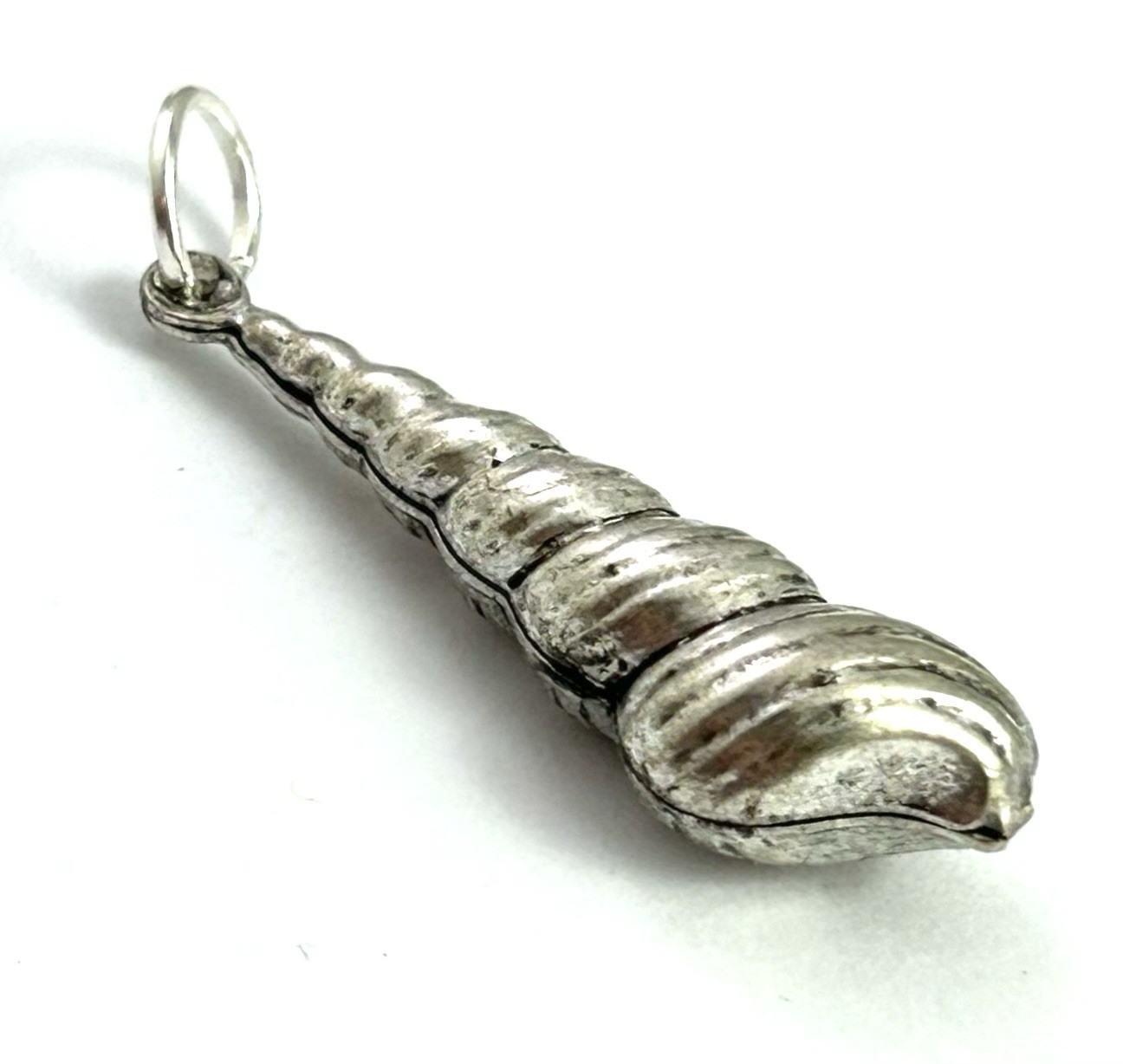 Shell Charm Seashell Pendant Nautical Beach Jewelry Silver Plated Brass Spiral