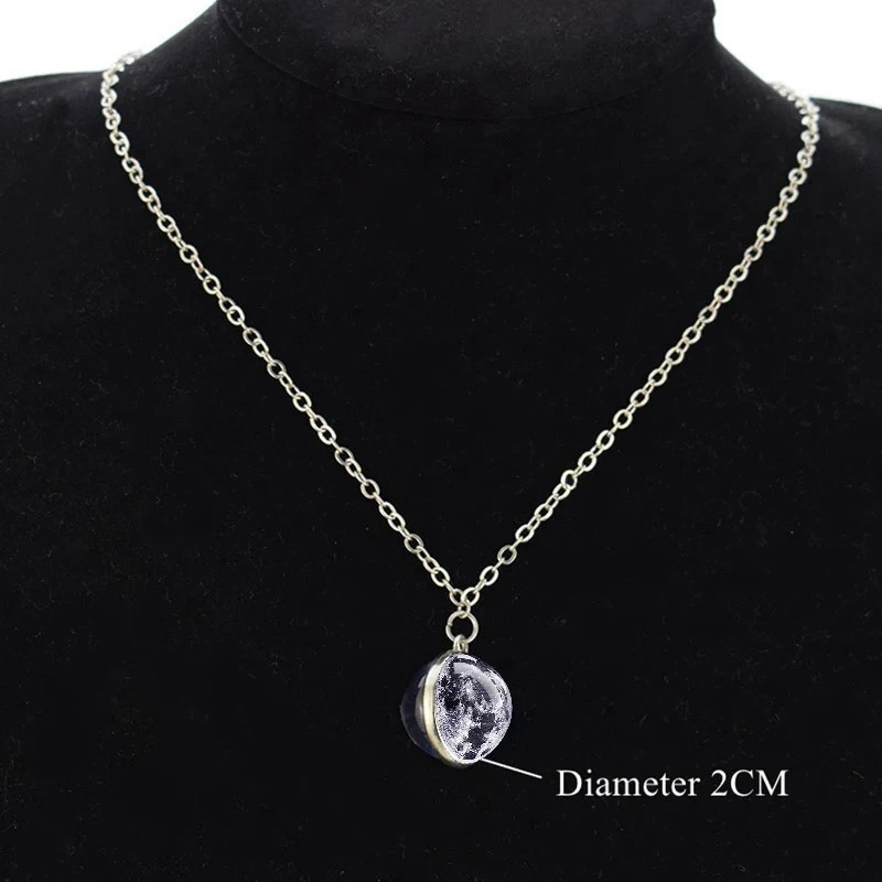 Double Sided Galaxy Planet Glass Ball Pendant Necklace Sun Earth Moon Mars