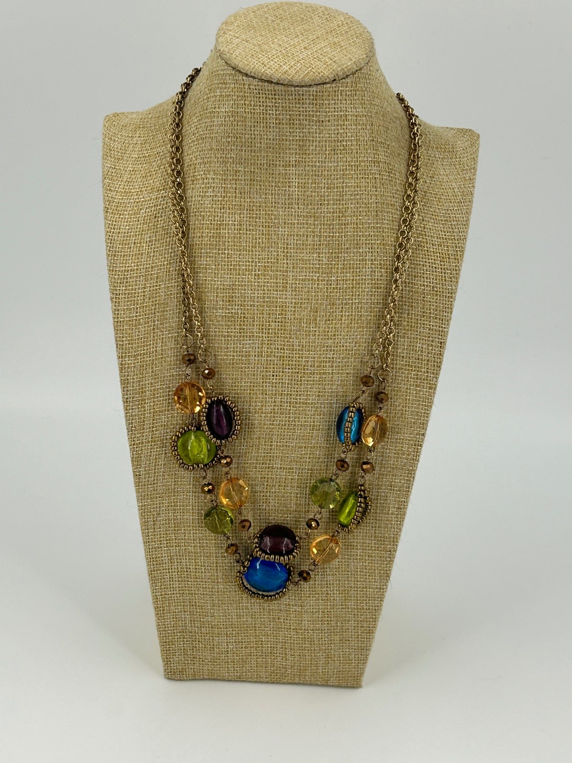 Erica Lyons Colorful Beaded Necklace Double Strand 18-20in Glass & Acrylic Stone