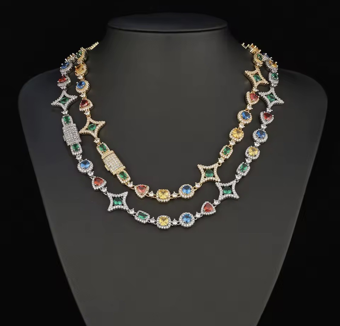colorful gemstone necklace cz
