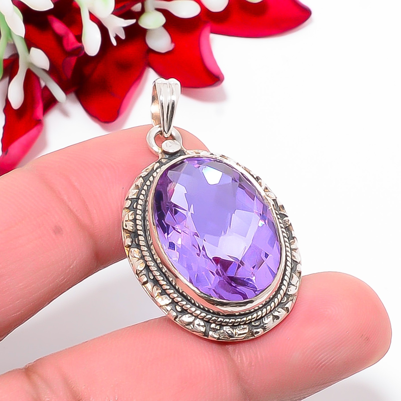 Colour Changing Alexandrite Handmade 925 Sterling Silver Pendant 1.56″ P2