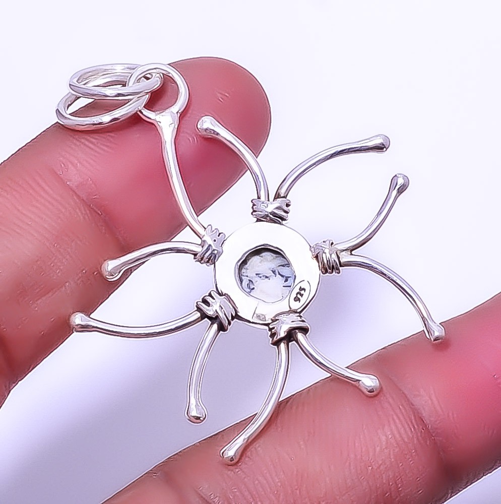 Dendritic Opal – Brazil Gemstone 925 Sterling Silver Jewelry Pendant 1.95″ A343