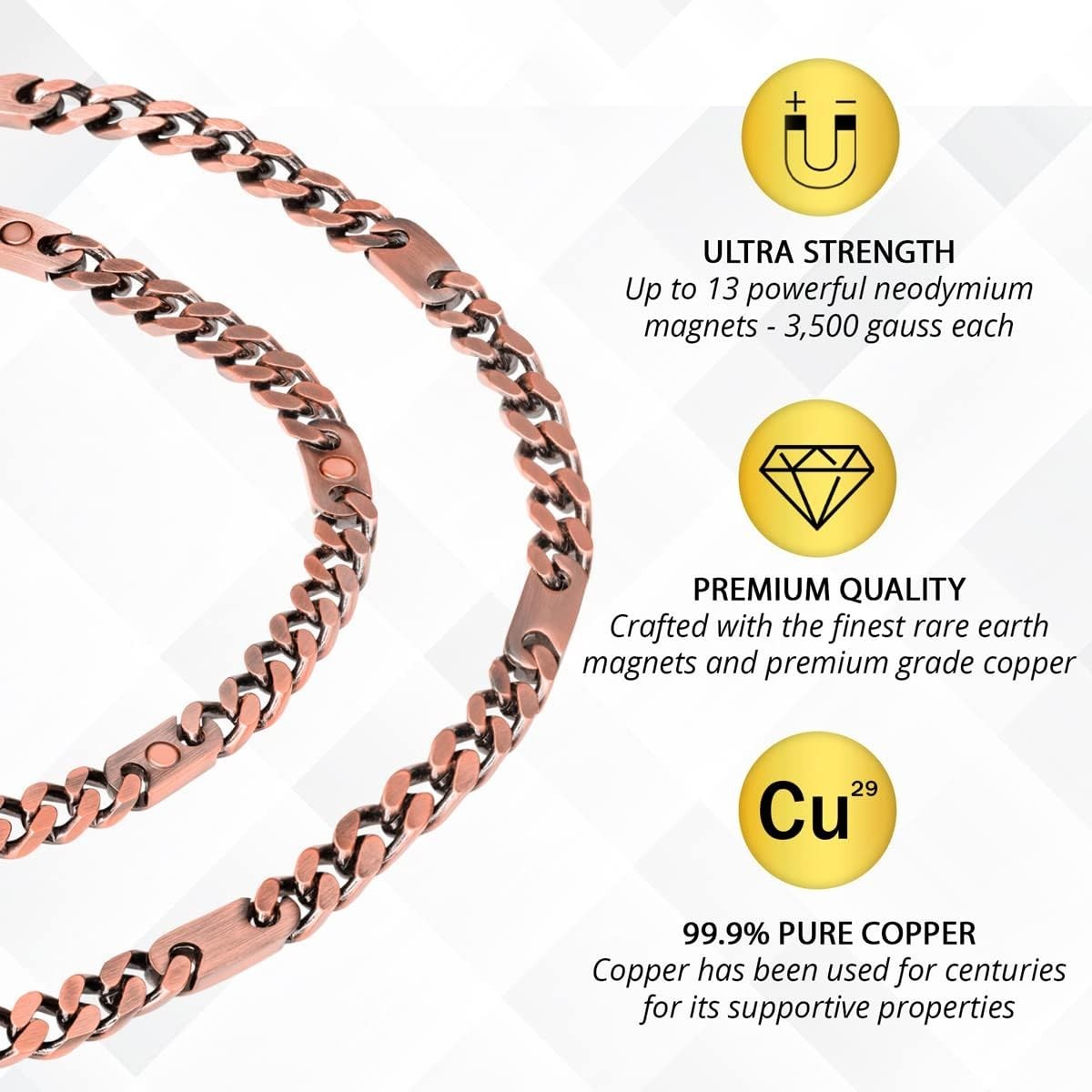 MagnetRX Copper Magnetic Necklace for Men and Women Necklace Effective 24 Inches
