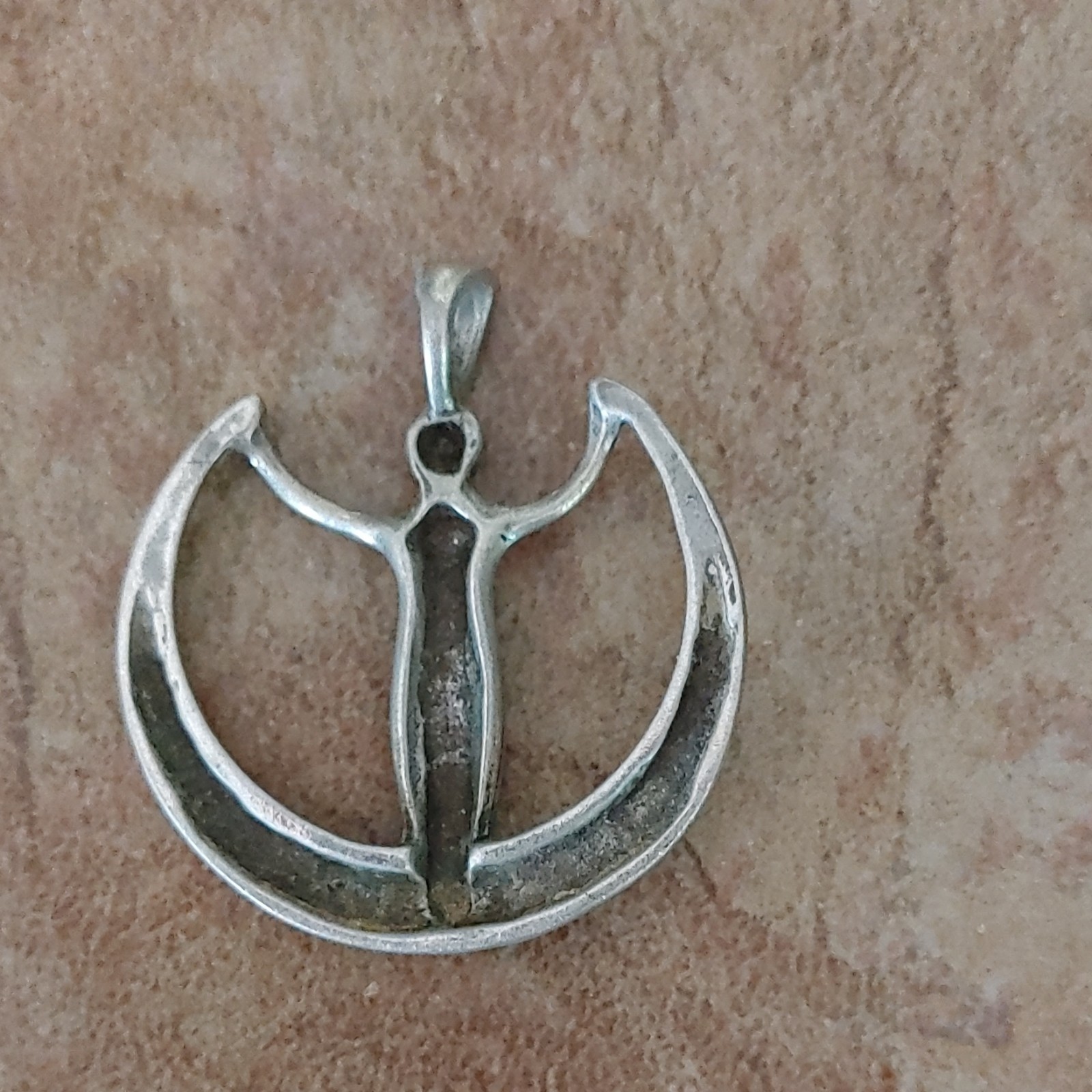 Silver Tone Asymmetrical Signs & Symbols Pendant Charm, No Stone Metal