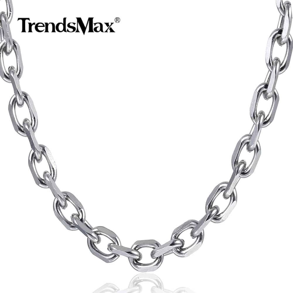 10mm Heavy Mens Cable Rolo Link Silver Stainless Steel Necklace Chain 18-24″
