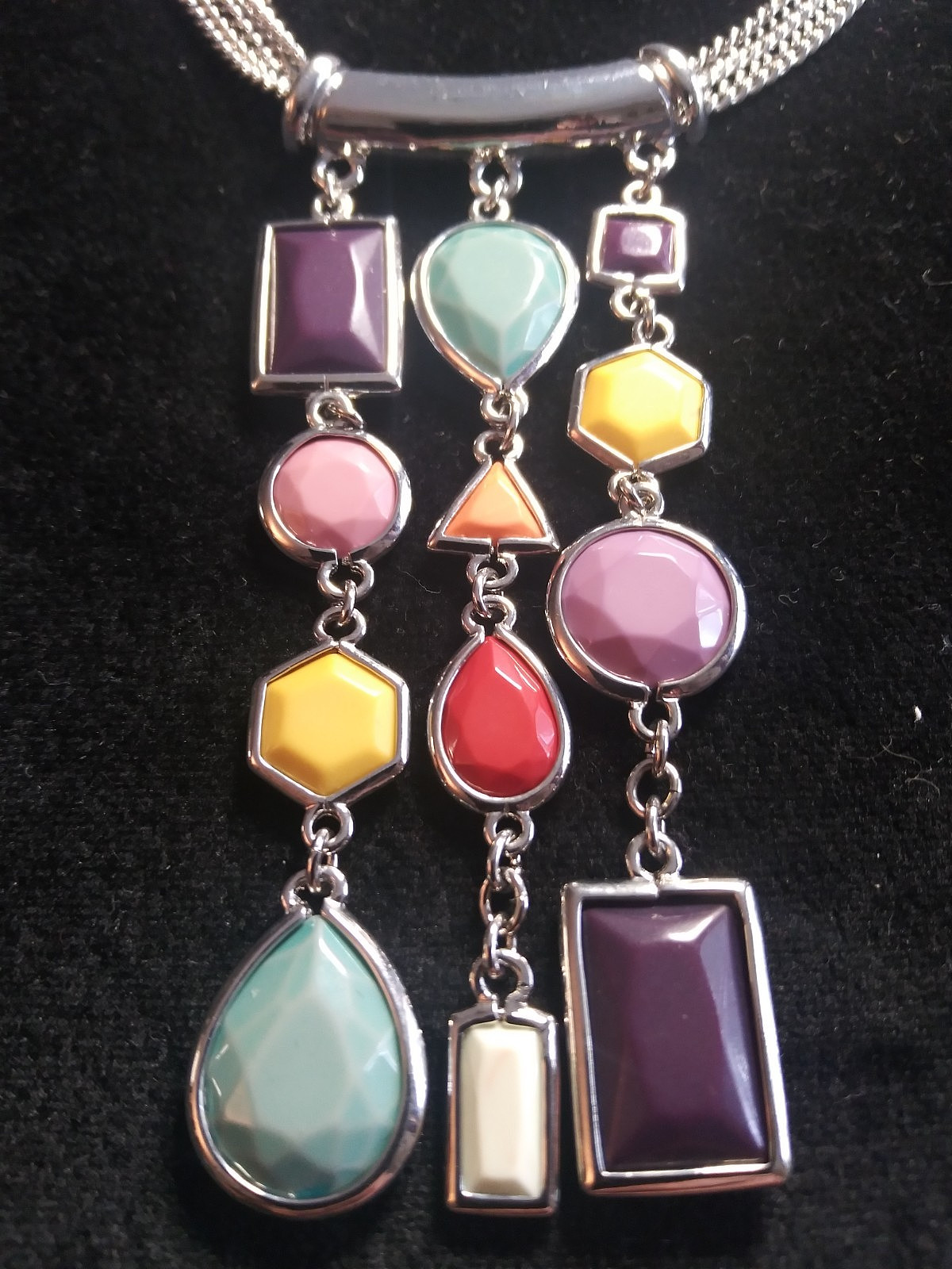 Multi-chain Adjustable Necklace with Dangle Pendants of Various Stones