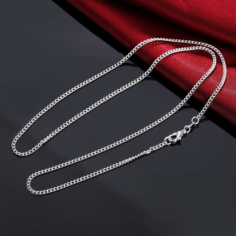 16″-30″ Mens Womens 925 Sterling Silver 2mm Wide Curb Link Chain Necklace #N249