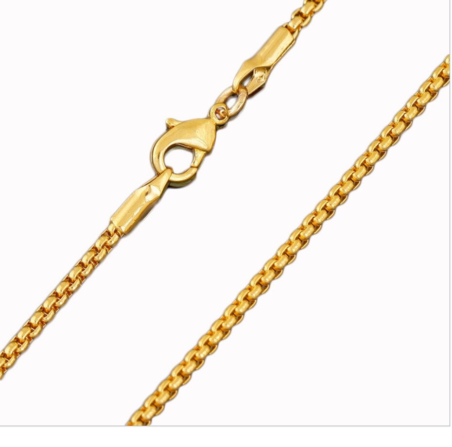 BUY 1 GET 1 FREE 18K Gold Filled 3mm 18/20/22/24/26-32″ Round Box Chain Necklace