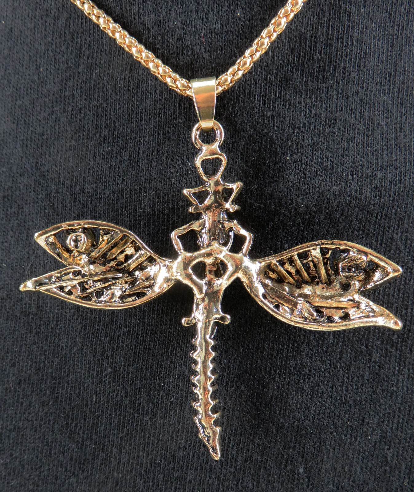 NWT-Betsey Johnson Red & Clear Crystal Dragonfly Pendant on Goldtone Necklace
