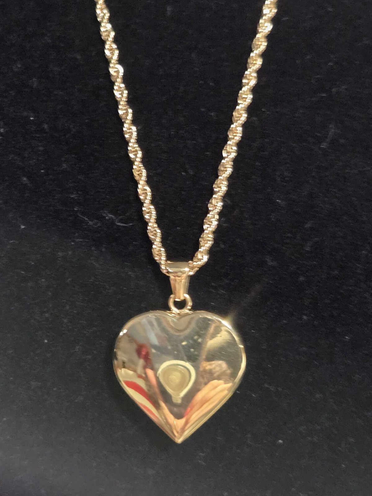 Gold Tone Rope Chain Necklace Puffy Heart Pendant Adult Phrase Inscription 16″