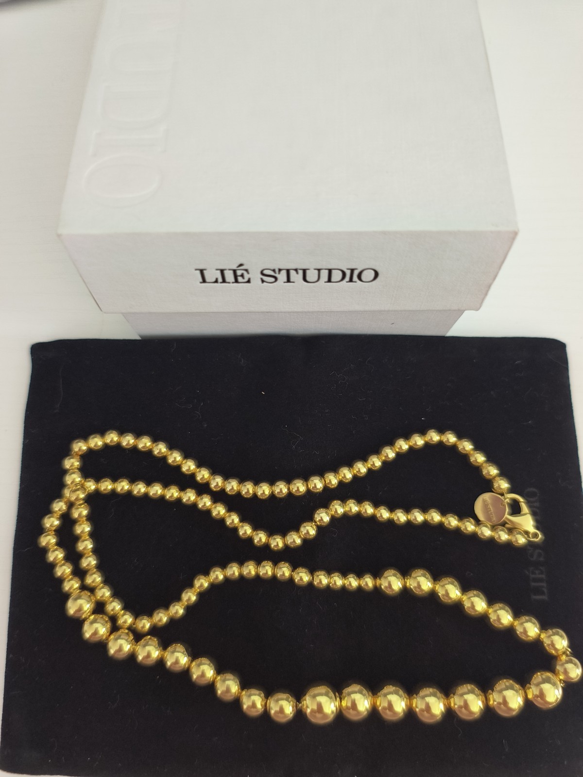 NWB Lie Studio Olivia Necklace 18 Carat Golden Plated Brass 25 Inch Necklace