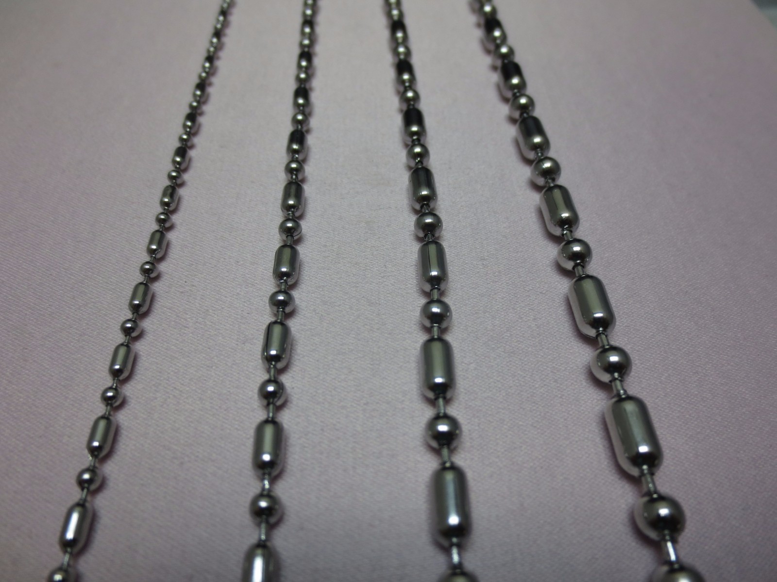 1.5,2.4,3.2,4,4.5mm 7″-42″ SILVER STAINLESS STEEL BALL AND OVAL BEAD CHAIN