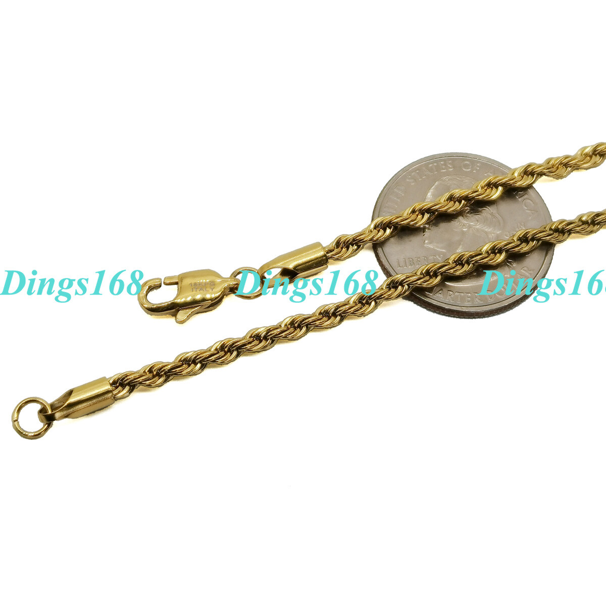 18K Gold Filled 16″- 32″ Tarnish-Resist Classic Diamond-Cut Rope Chain Necklace