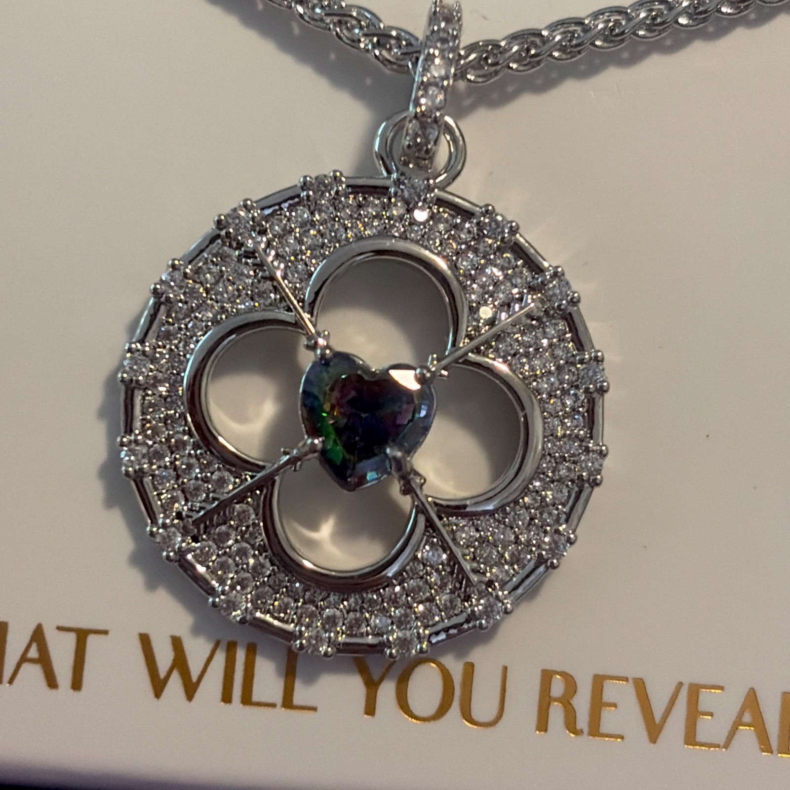 Bomb Party June 2026 NK76173 Designer Details, clover heart necklace NIB