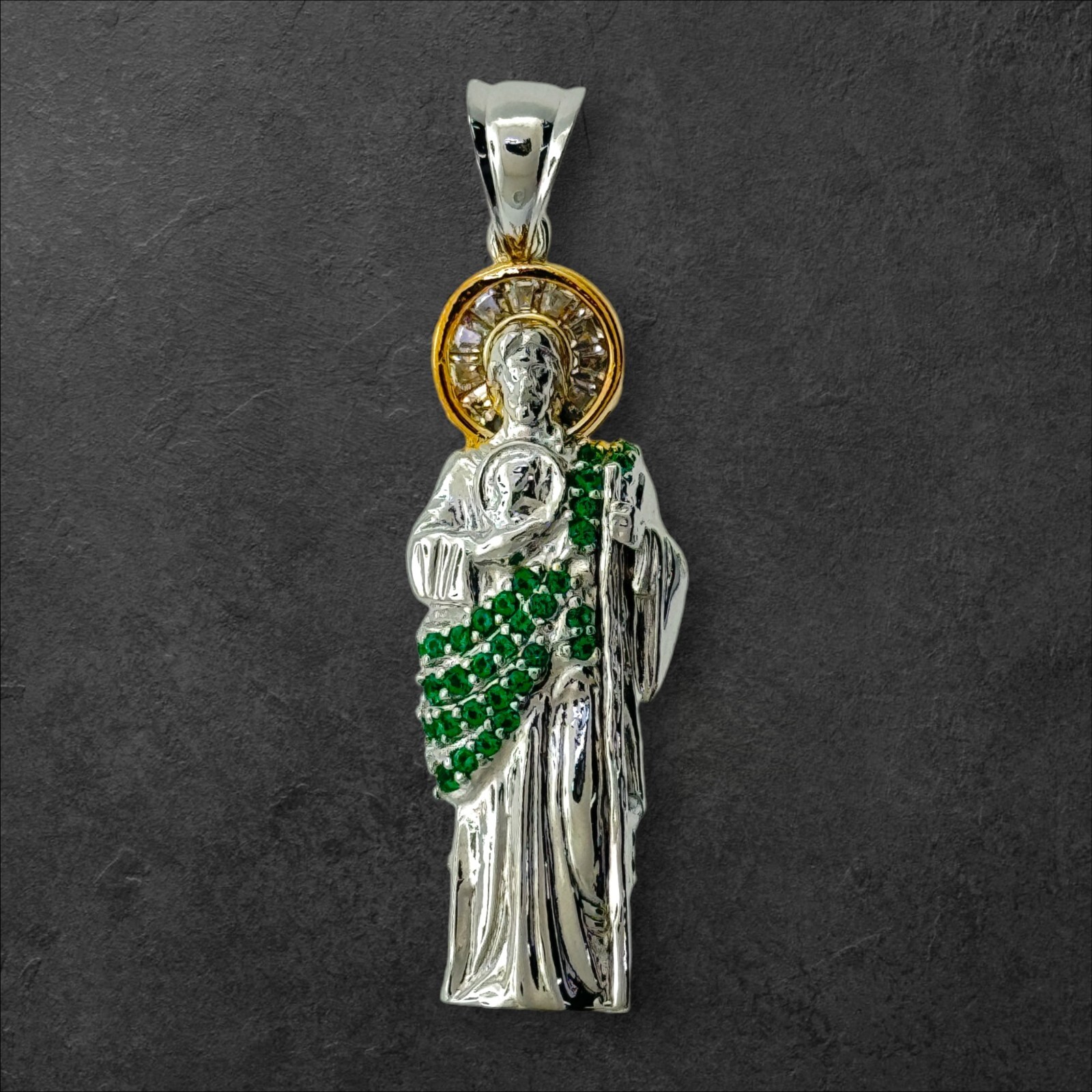 Silver 925 CZ Saint Jude Pendant Rhodium finish for last longer
