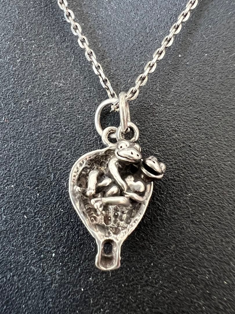 Vintage 925 Sterling Silver Frog Pair Necklace
