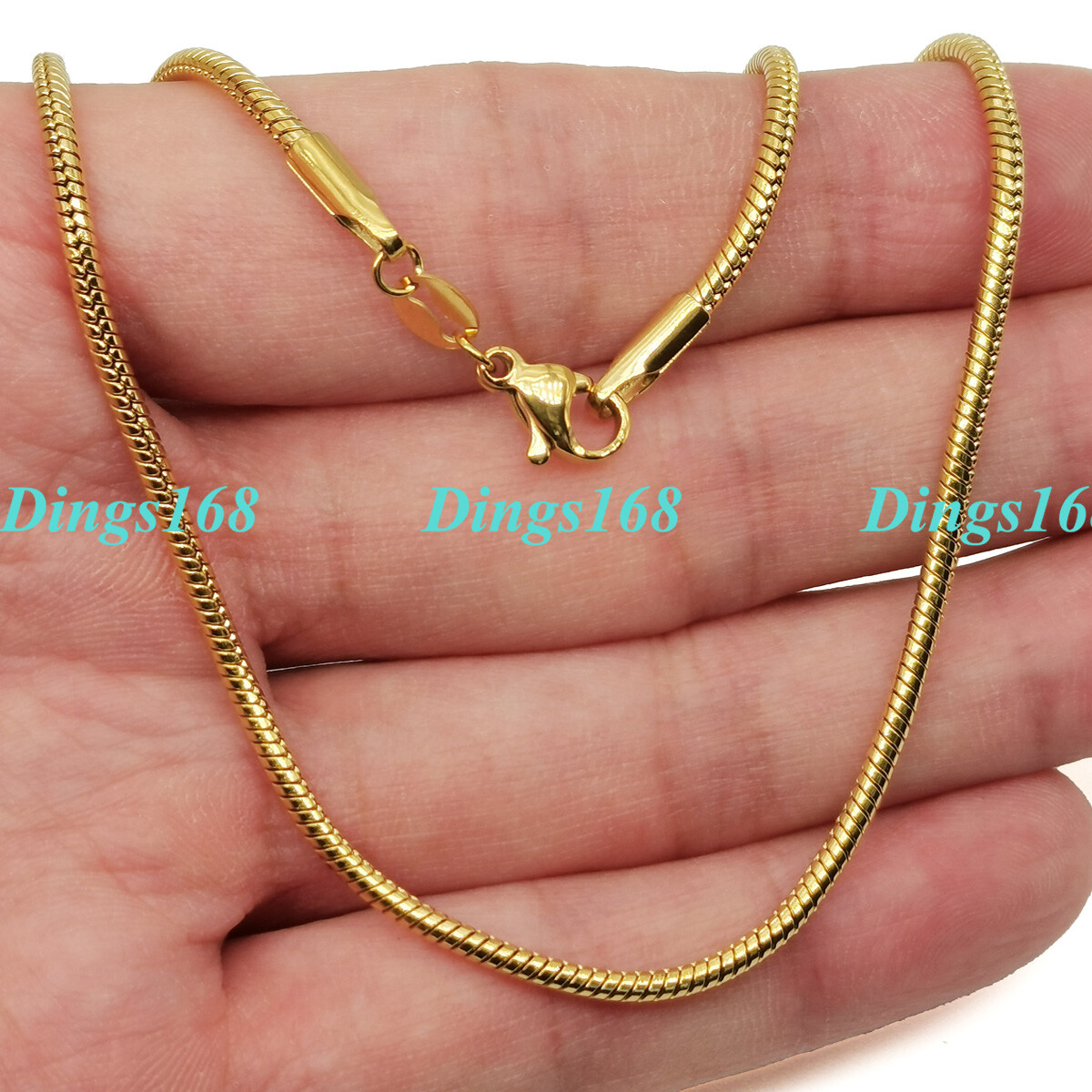 Designer Inspired Genuine 18K Gold Filled Italian 2mm Wide Snake Chain Necklace