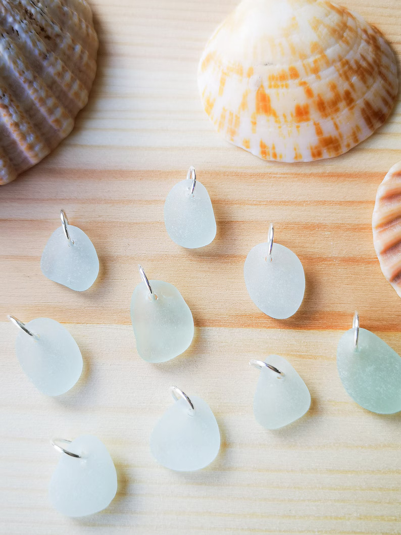 Cornish Sea Glass necklace jewellery, ladies gift, sterling silver, seafoam blue