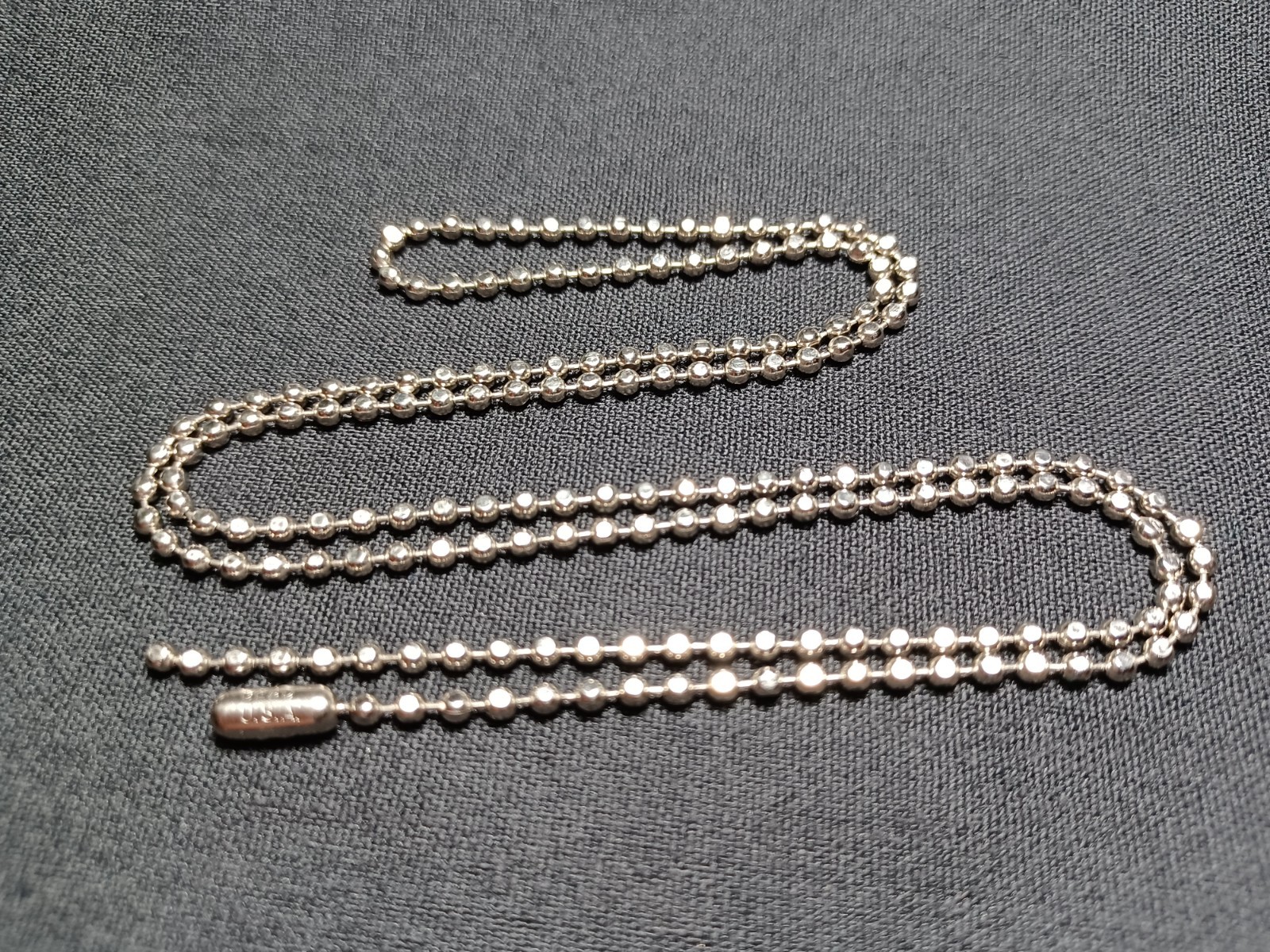 Silver NP Steel 2.4mm Flat Ball Bead Military Type Dog Tag Chain USA Necklace