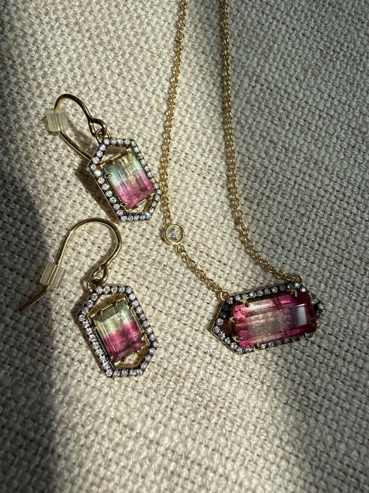 Jemma Wynne 18kt Solid gold Bi Color Tourmaline Necklace Ylang23