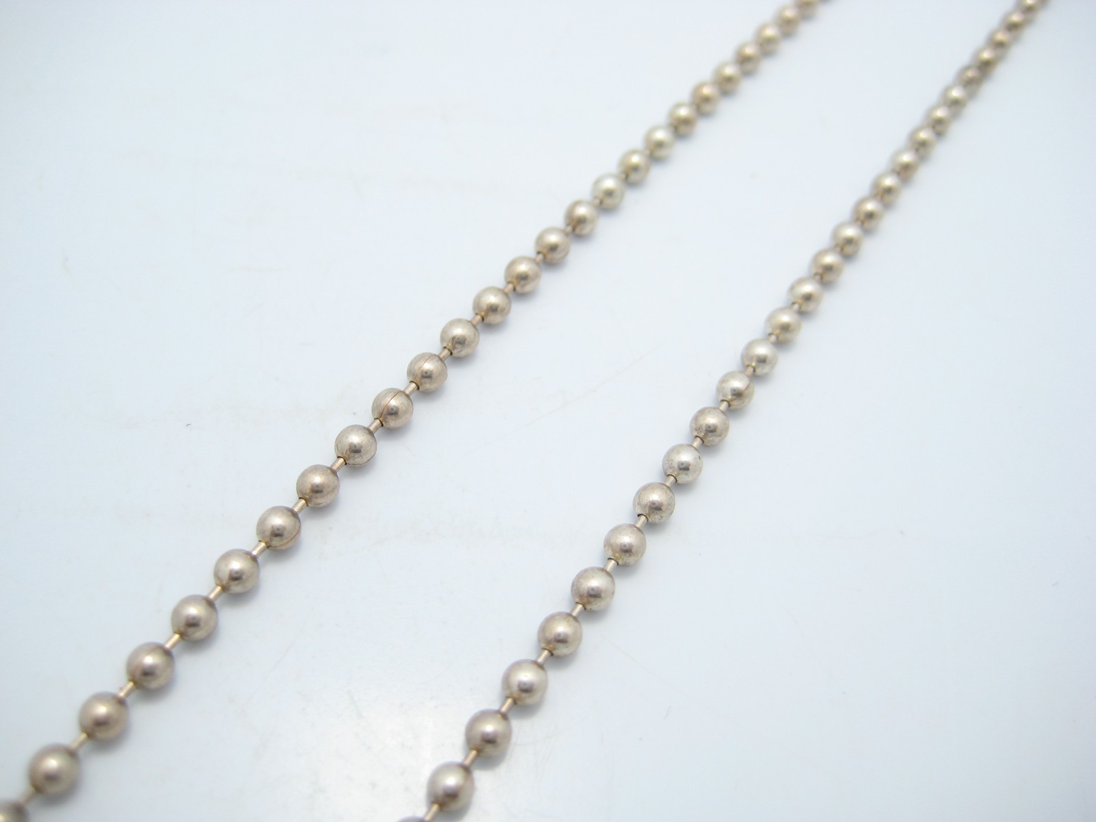 Sterling Silver 2.2mm Beaded Chain Necklace 34″