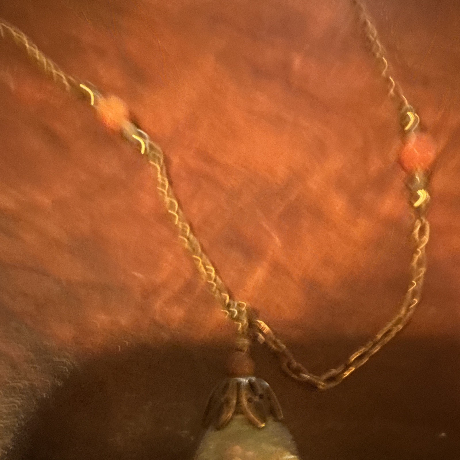 Artist made Pearl Oval Pendant & Red Crystal Stone 16 inch Necklace