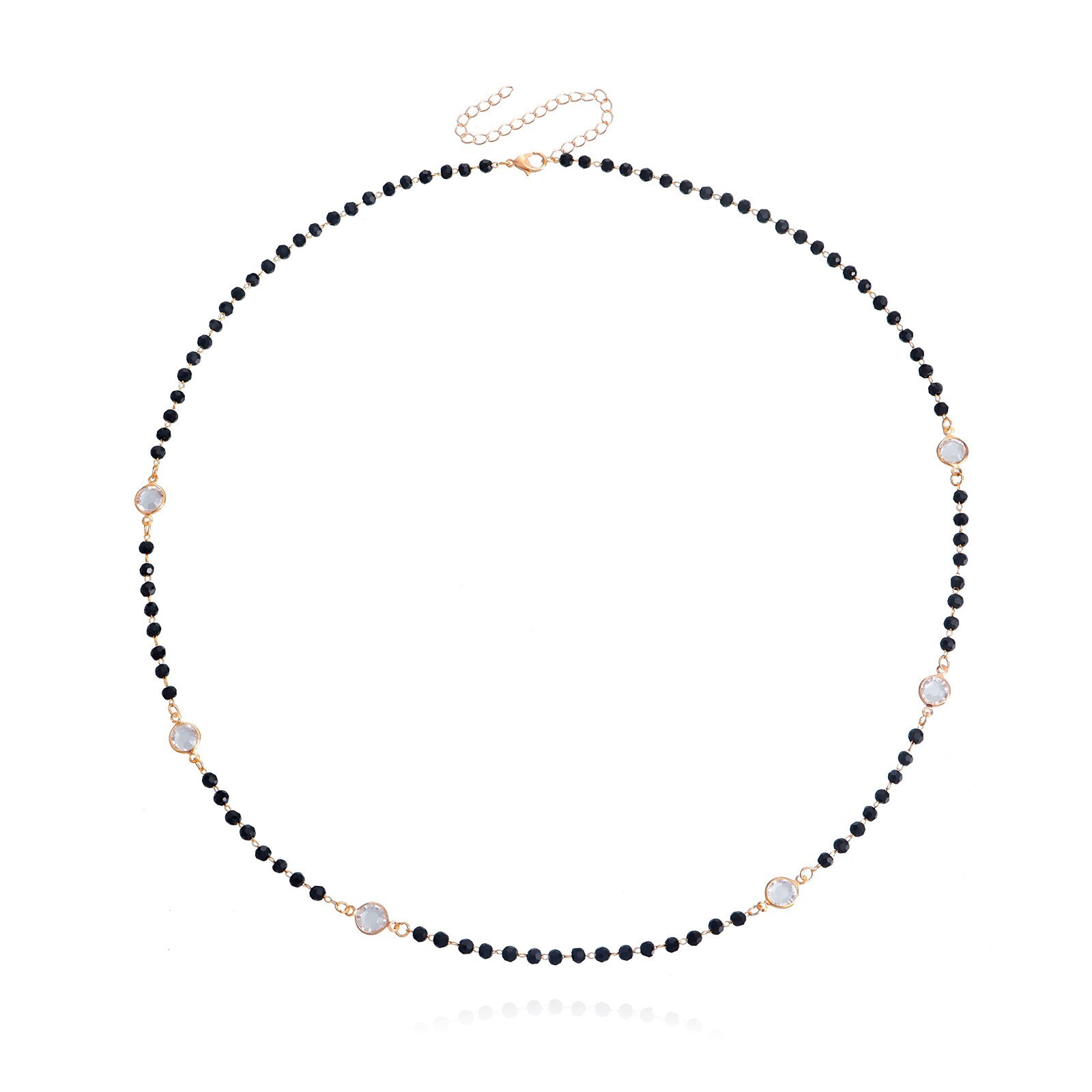 Fashion Women Crystal Necklace Retro Geometric Beads Elegant Black Pendant 1941