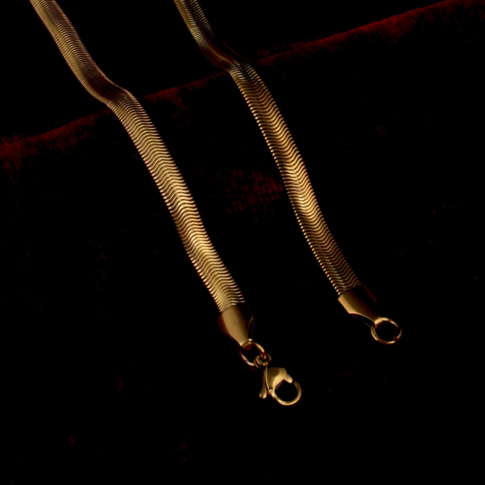 Gold Plated Snake Chain Necklace for Men & Women Smooth Flat Link Chain
