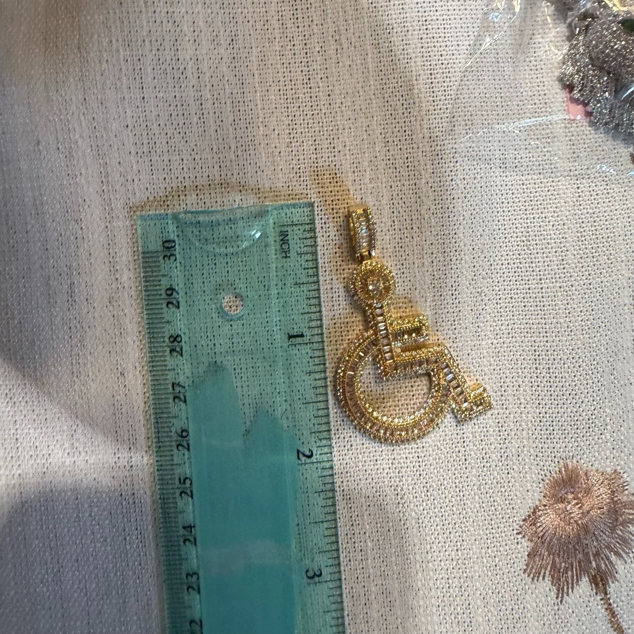 14k Gold Plated Iced Out Wheelchair Pendant Bling + AntiTarnish Rope Chain
