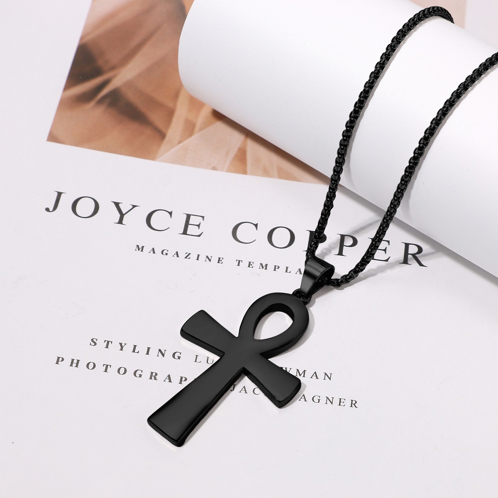 Unisex Stainless Steel Ankh Cross Necklace Ancient Egyptian Symbol Amulet Gift