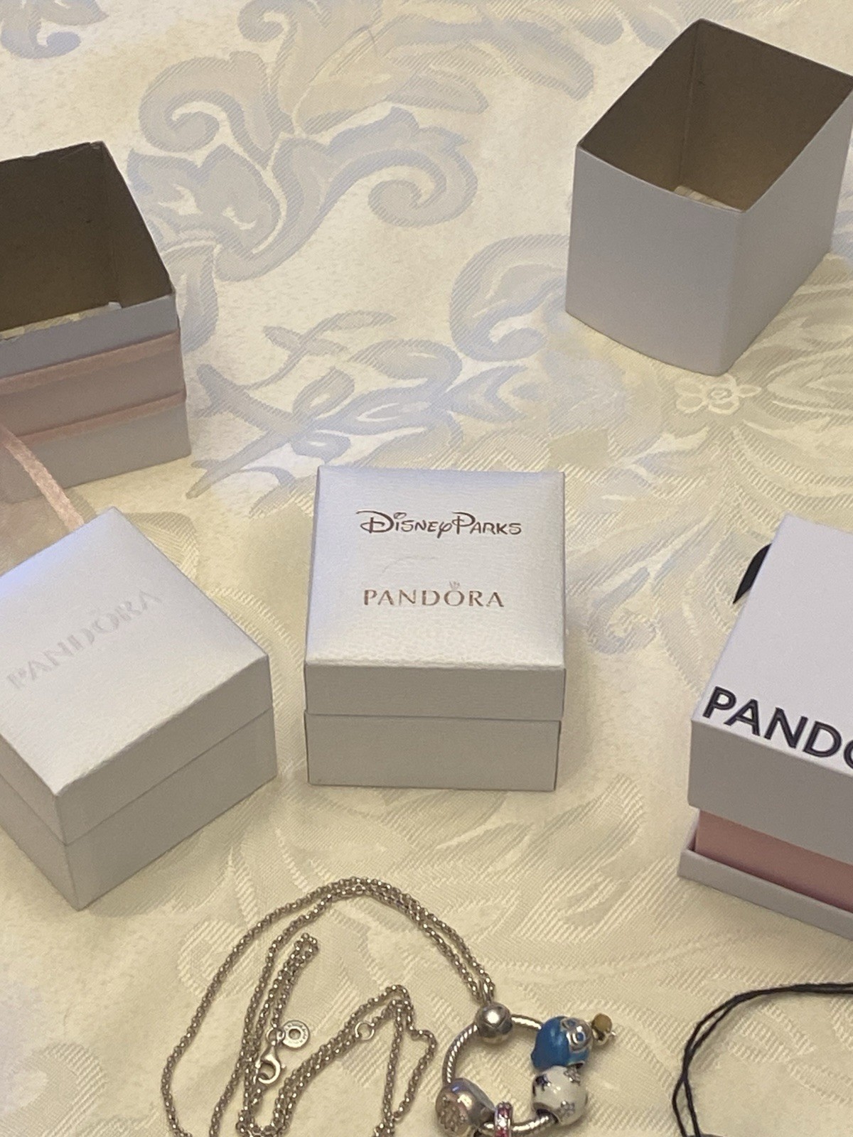 Pandora necklace & O Ring Pendant Holder, Disney Charms & Rudolph (all Pandora)