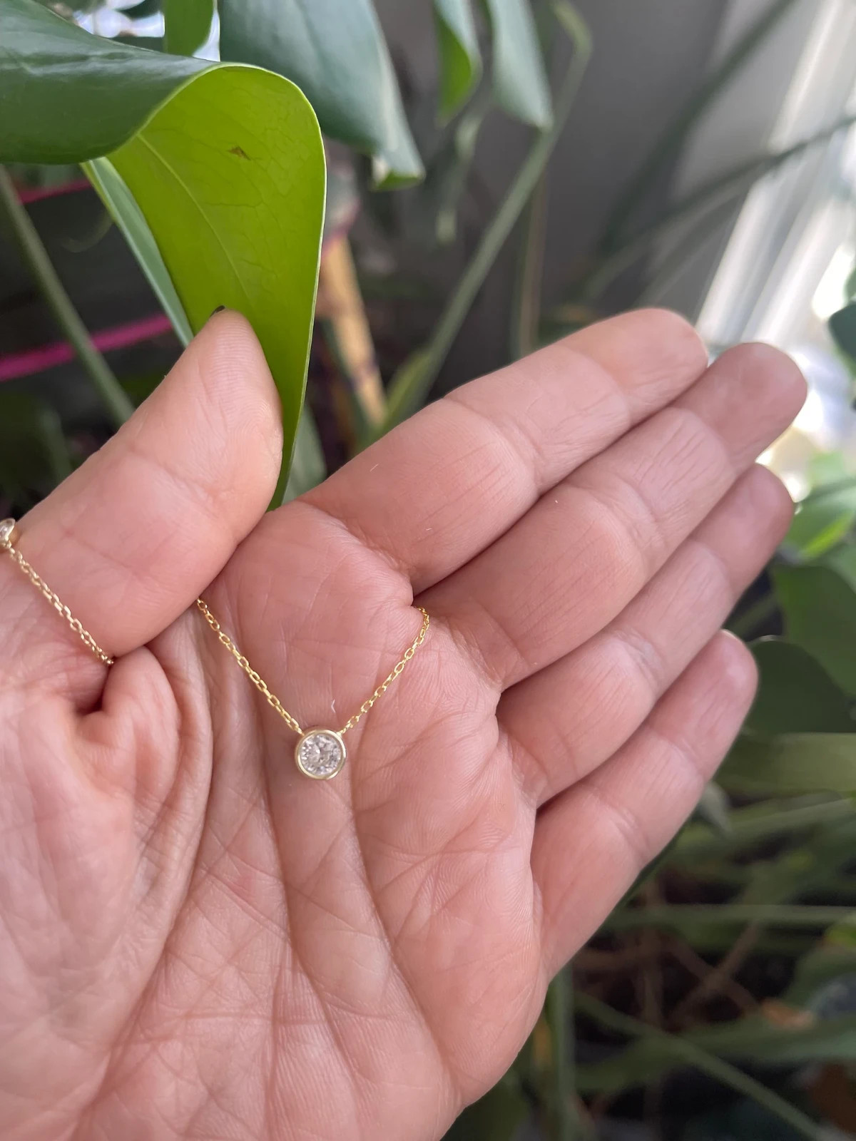 Lab Grown Diamond 1.00 Ct Round EF VS Solitaire Bezel Necklace 14K Yellow Gold