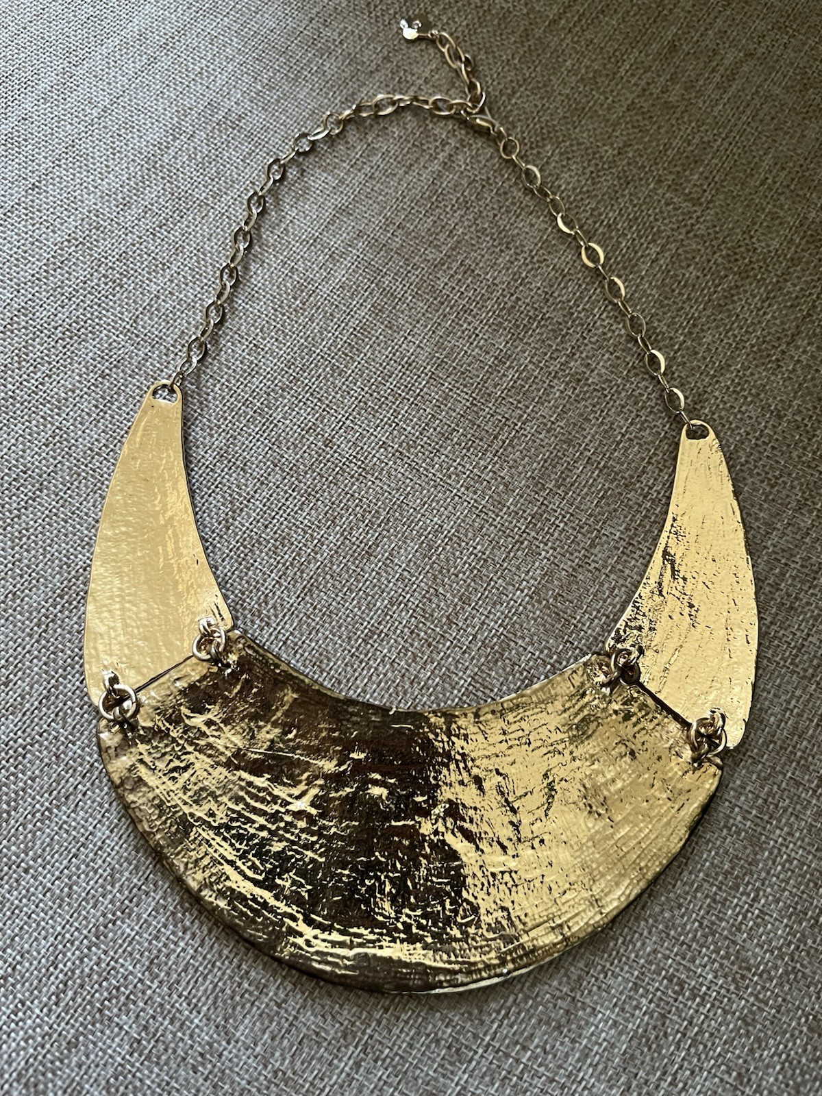 Gold & Silver Tone Bohemian Statement Bib Necklace 18in Adjustable Lobster