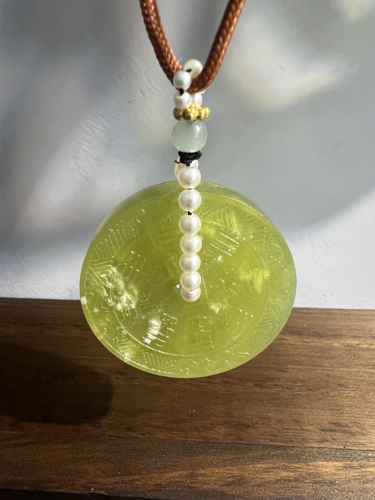 Natural sleeve jade hand-knitted rope necklace