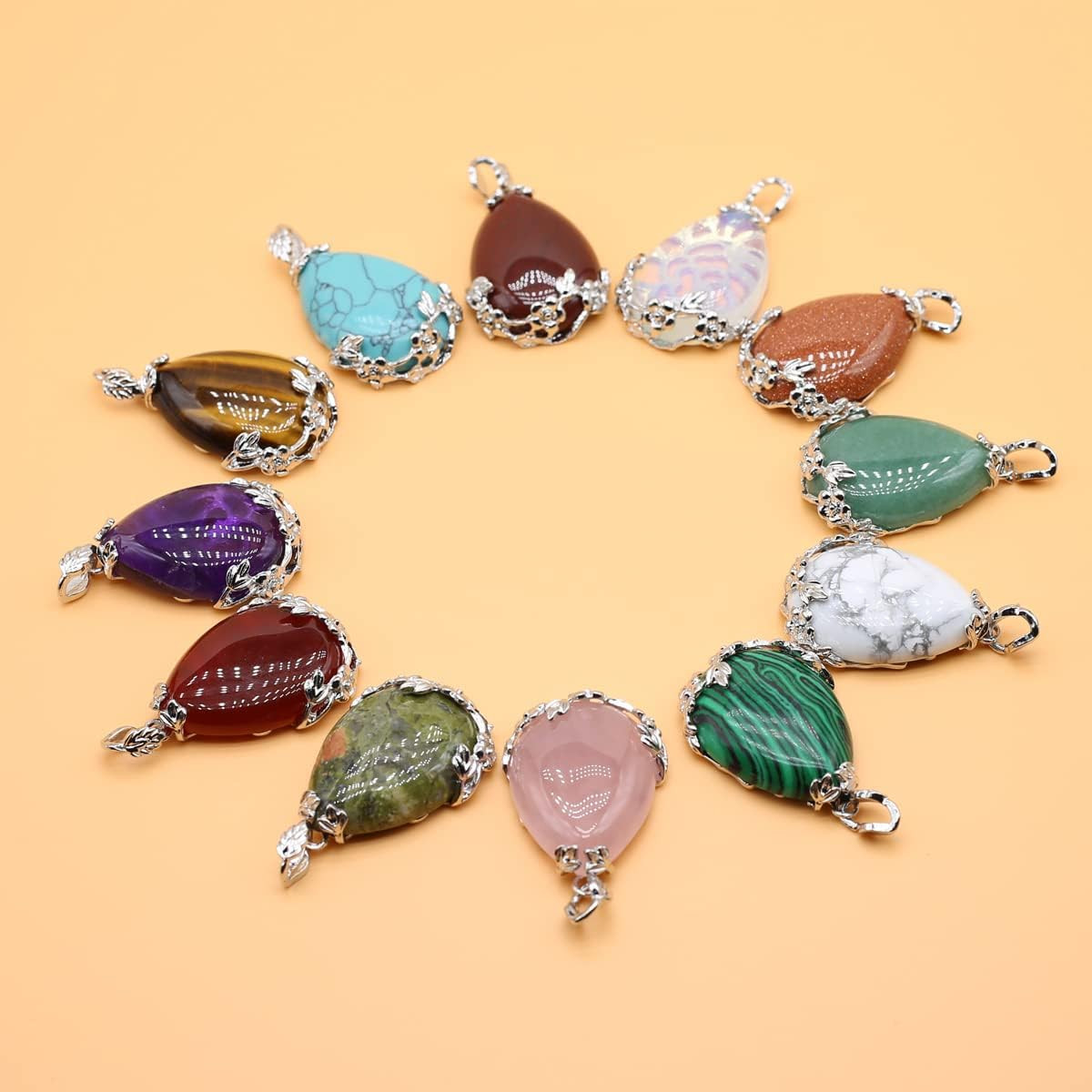 Natural Stone Pendants Waterdrop Shape 30x40mm random 5pc